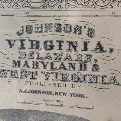 Antique Johnson’s Maryland Virginia Delaware West Virginia Framed