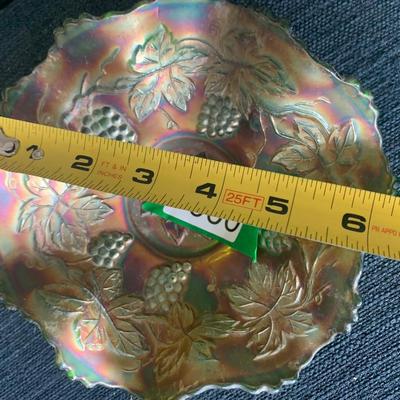 Early Ice Green Base Carnival Glass 6” Bowl