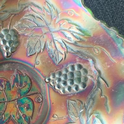 Early Ice Green Base Carnival Glass 6” Bowl