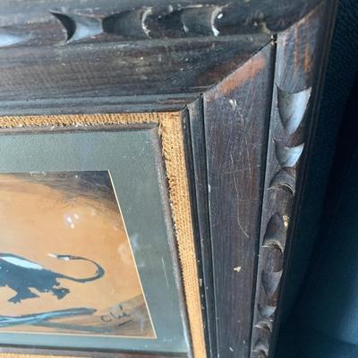 Signed Bull Art Mid Century Frame/Matting