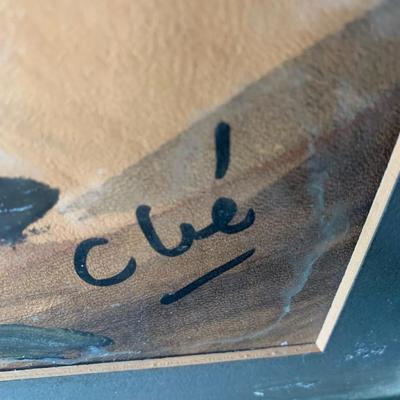 Signed Bull Art Mid Century Frame/Matting