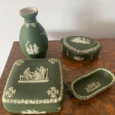 Wedgwood Jasperware Vintage Green Jasperware Lot