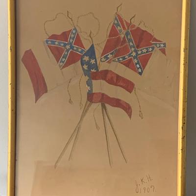 c.1907 Framed - Civil War Flags