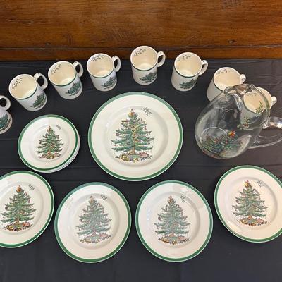 Spode Christmas Plates, Coffee Mugs and Pitcher