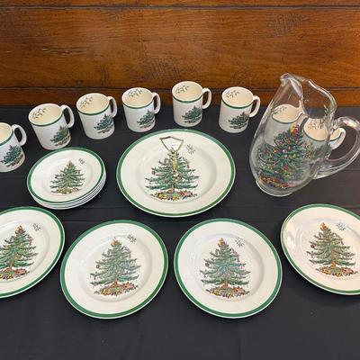 Spode Christmas Plates, Coffee Mugs and Pitcher