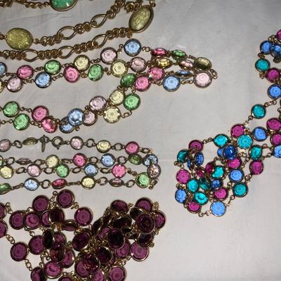 Lot of Vintage Crystal Bezel necklaces