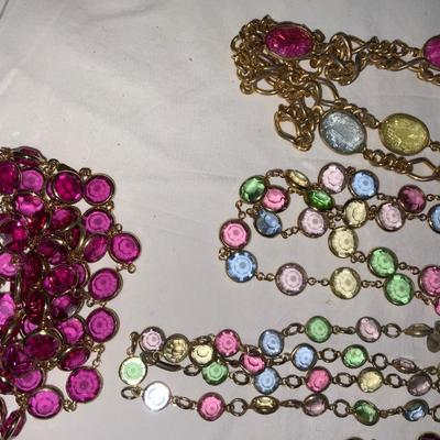 Lot of Vintage Crystal Bezel necklaces