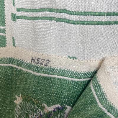 Vintage Cotton Tablecloth square 44" x 44" - purple flowers, gold pineapples green leaves