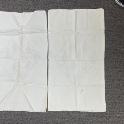 2 pc Lot of Embroidered Vintage Pillowcases 12" x 27" each