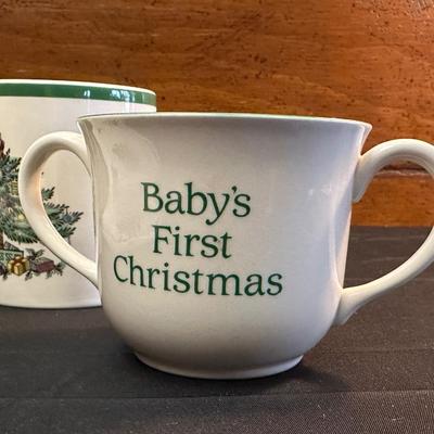 Spode Serving Plate, Trinket dishes, Coffee Mugs & Baby’s First Christmas Tea Cups