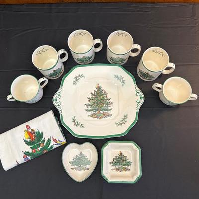 Spode Serving Plate, Trinket dishes, Coffee Mugs & Baby’s First Christmas Tea Cups