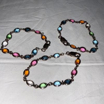 Lot of Vintage 7” Sterling Silver Bezel Bracelets