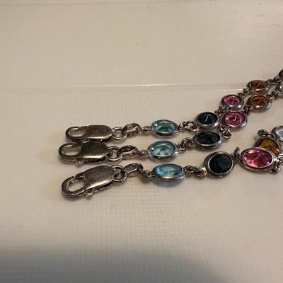 Lot of Vintage 7” Sterling Silver Bezel Bracelets