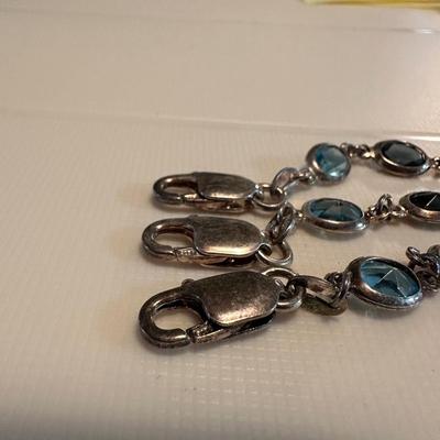 Lot of Vintage 7” Sterling Silver Bezel Bracelets