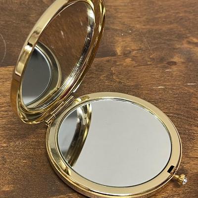 Inlaid Peony Mother of Pearl Magnifying Compact Mirror