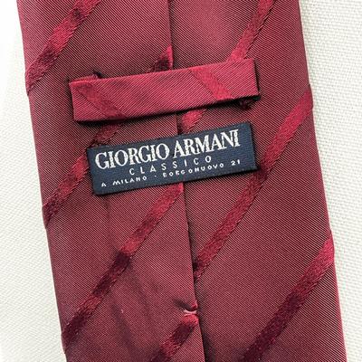 544 GIORGIO ARMANI Classico Red Silk Striped Tie
