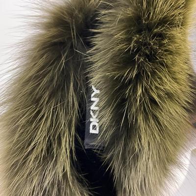546 DKNY Forest Green Fox Fur Scarf