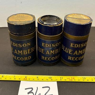 Vintage Edison Blue Amberol Cylinder Records