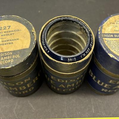 Vintage Edison Blue Amberol Cylinder Records