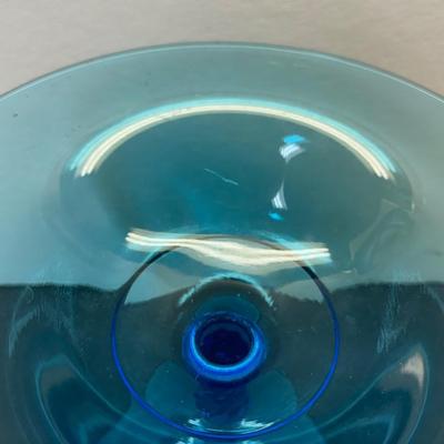 Vintage MCM Blue Twisted Stem Dish