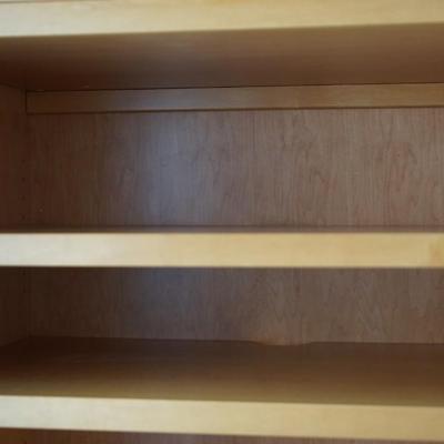 MODERN STYLE CABINET WITH SHELVES / REAR AUDIO ACCESS/ TWO DRAWERS