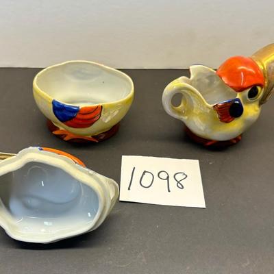 Vintage Big Eyed Kookaburra Cream and Sugar Set