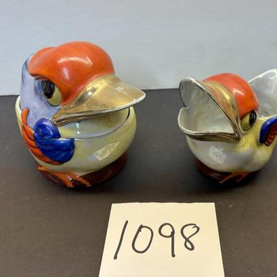 Vintage Big Eyed Kookaburra Cream and Sugar Set