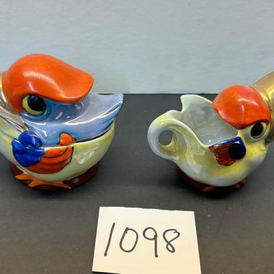 Vintage Big Eyed Kookaburra Cream and Sugar Set