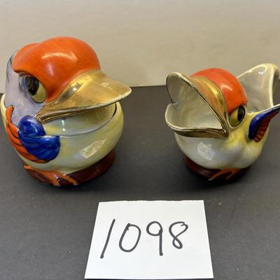 Vintage Big Eyed Kookaburra Cream and Sugar Set