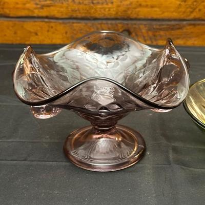 Vintage Pink & Green Colored Candy Dishes