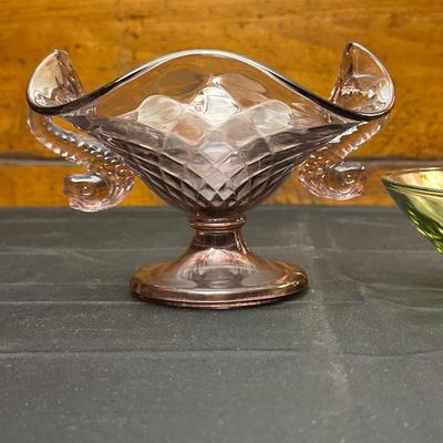 Vintage Pink & Green Colored Candy Dishes