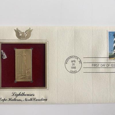 Lighthouses Cape Hatteras, North Carolina Gold Stamp Replica First Day Cover