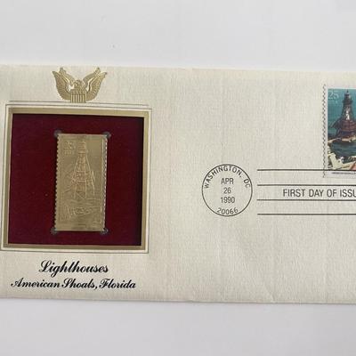 Lighthouses American Shoals, Florida Gold Stamp Replica First Day Cover