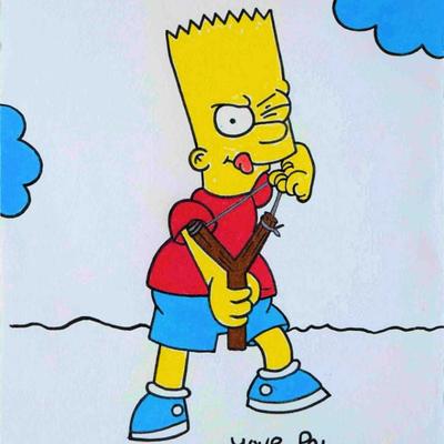 Matt Groening Simpson Family drawn and signed sketch 