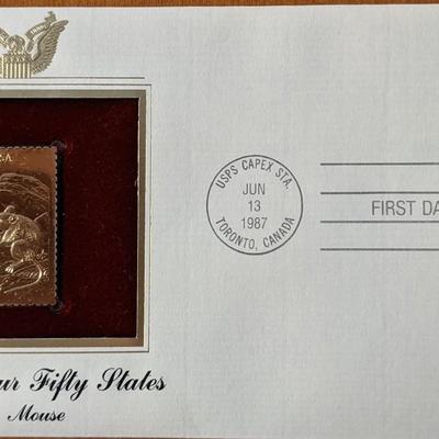 Wildlife of Our Fifty States Deer Mouse Gold Stamp Replica First Day Cover