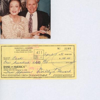 Dorothy Lamour signed check