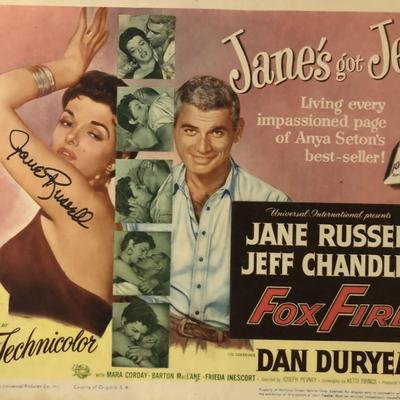 Foxfire Jane Russell signed lobby card