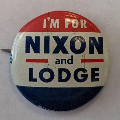 Richard Nixon Campaign Pin - I'm For Nixon and Lodge"