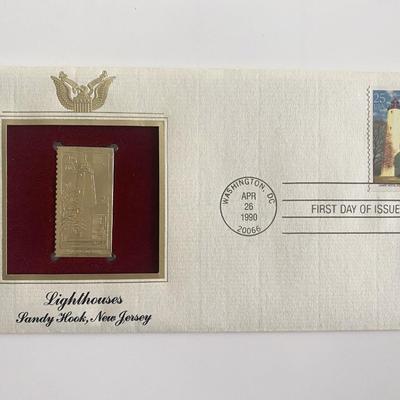  Lighthouses Sandy Hook, New Jersey Gold Stamp Replica First Day Cover