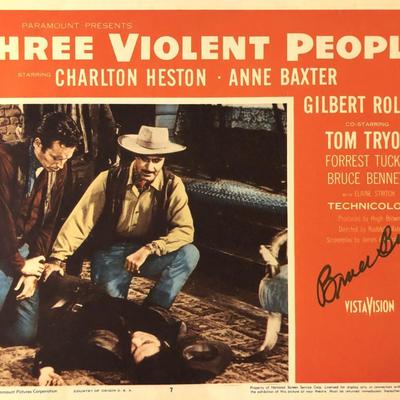 Three Violent People signed lobby card