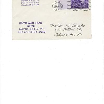 Sixth War Loan Drive - First Day Cover - 1944 - Cleveland, Ohio