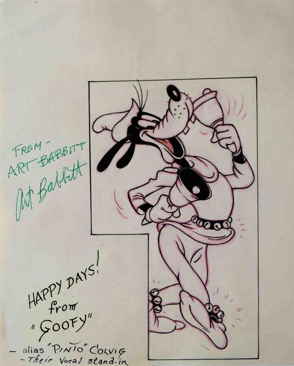 Babbitt & Colvig original Goofy signed drawing | EstateSales.org
