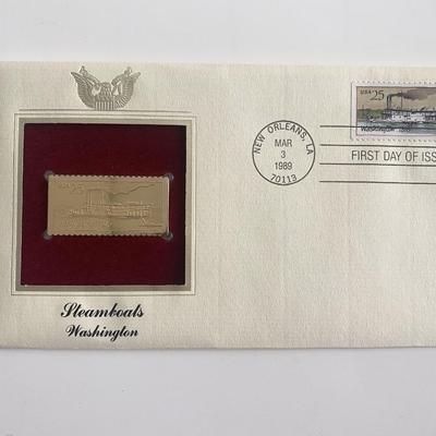  Steamboats Washington Gold Stamp Replica First Day Cover