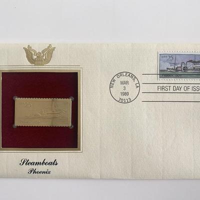  Steamboats Phoenix Gold Stamp Replica First Day Cover