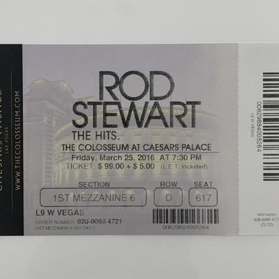 Rod Stewart ticket Caesars Palace 3/25/16