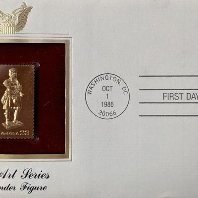 Folk Art Series Highlander Figure Gold Stamp Replica First Day Cover