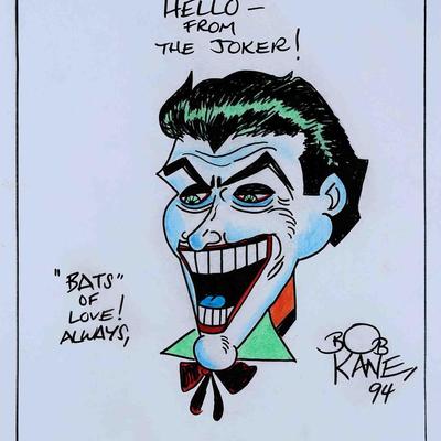Bob Kane original hand drawn and signed Joker sketch 