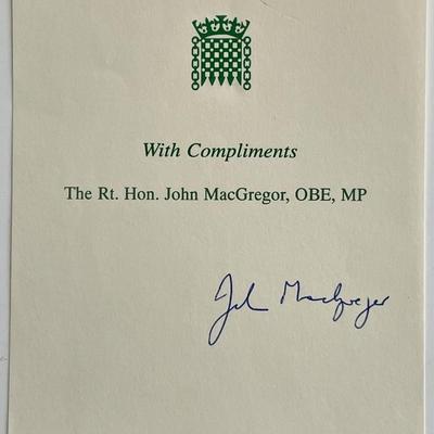Member of Parliament John MacGregor signed note