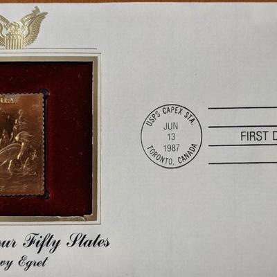 Wildlife of Our Fifty States Snowy Egret Gold Stamp Replica First Day Cover