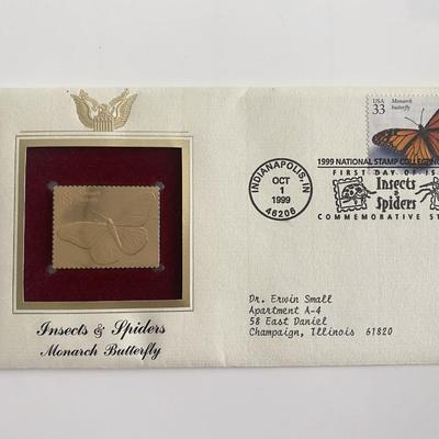 Insects & Spiders Monarch Butterfly Gold Stamp Replica First Day Cover